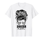 Proud Soccer Mom Mama Messy Bun Cheer T-Shirt - Custom Art Print Men Women
