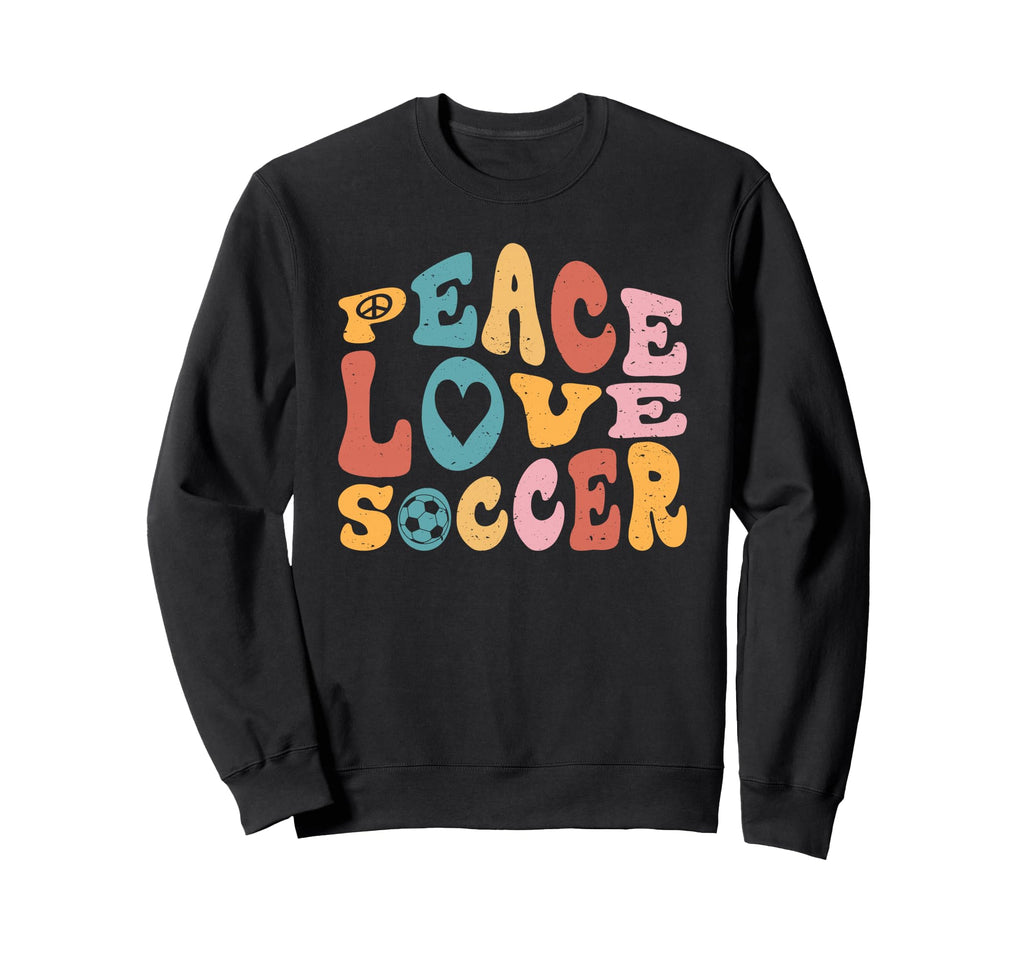Peace Love Soccer Groovy Sweatshirt - Minimalist Print Men Women