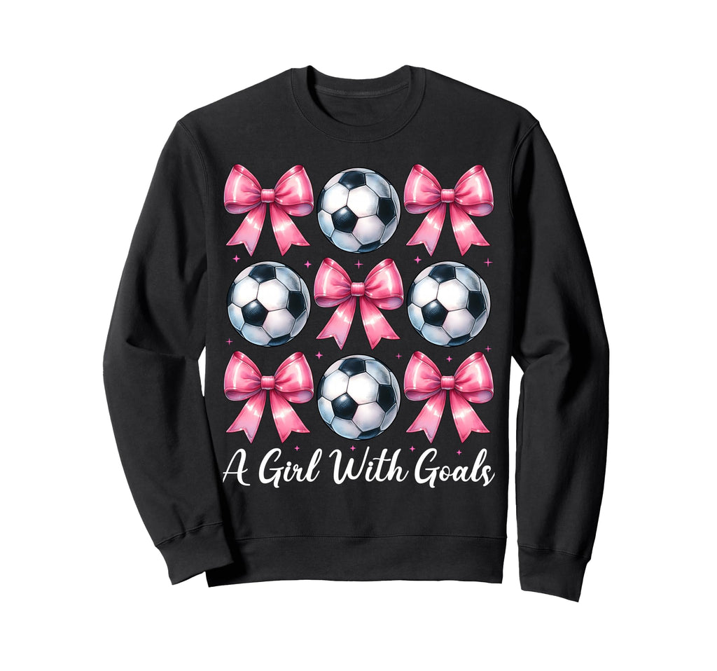 Goals Soccer Coquette Bow Sweatshirt - Graphic Print for Adults