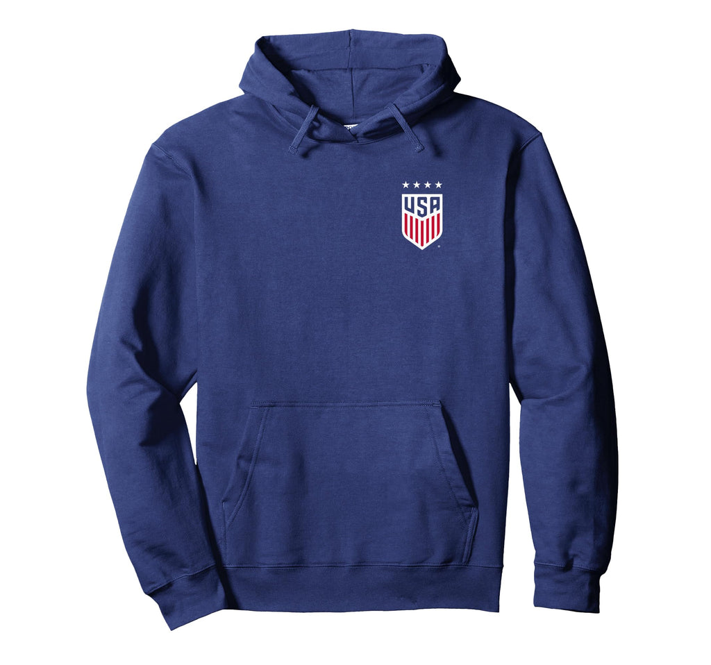 Usa Soccer Front Back Crest Navy Hoodie - Casual Everyday Wear Unisex