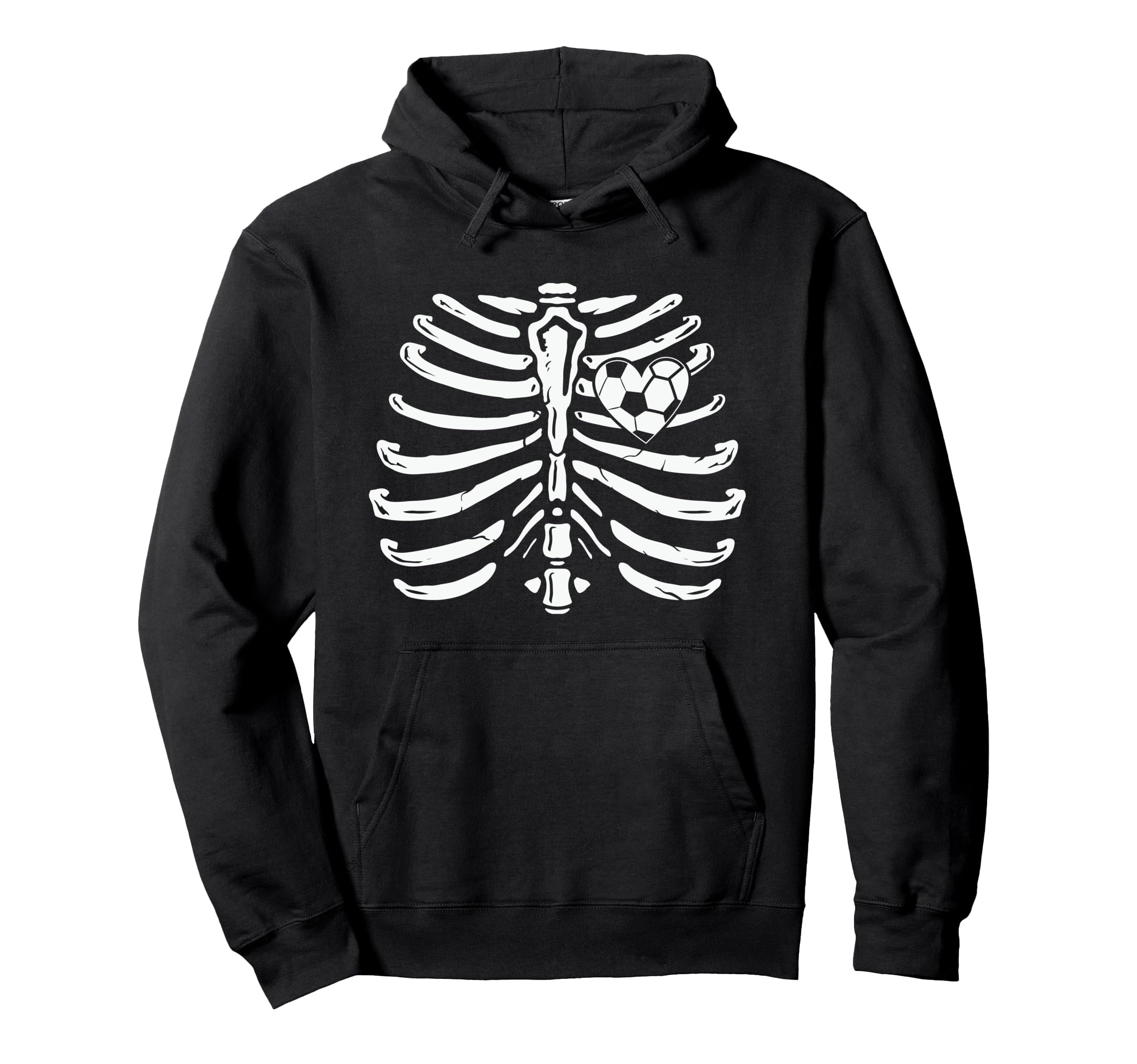 Soccer Ball Heart Skeleton Hoodie - Casual Everyday Wear Men Women