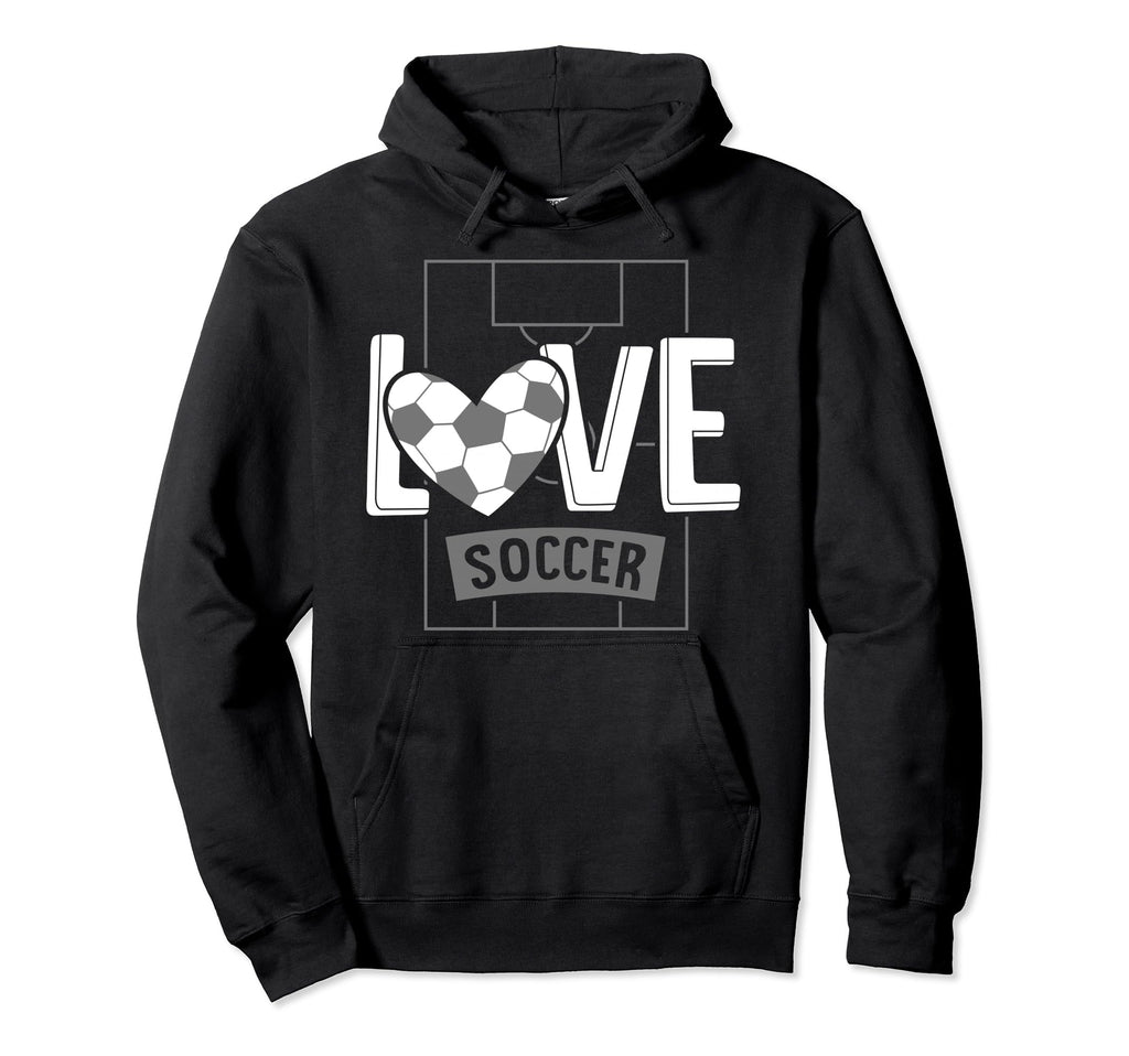 Love Soccer Funny Hearty Soccer Field Hoodie - Graphic Print Men Women