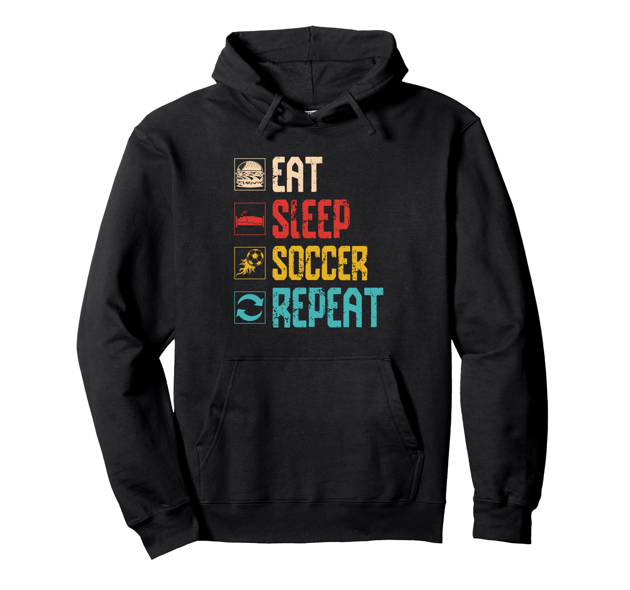 Eat Sleep Soccer Repeat Enthusiast Motto Hoodie - Custom Art Print Unisex