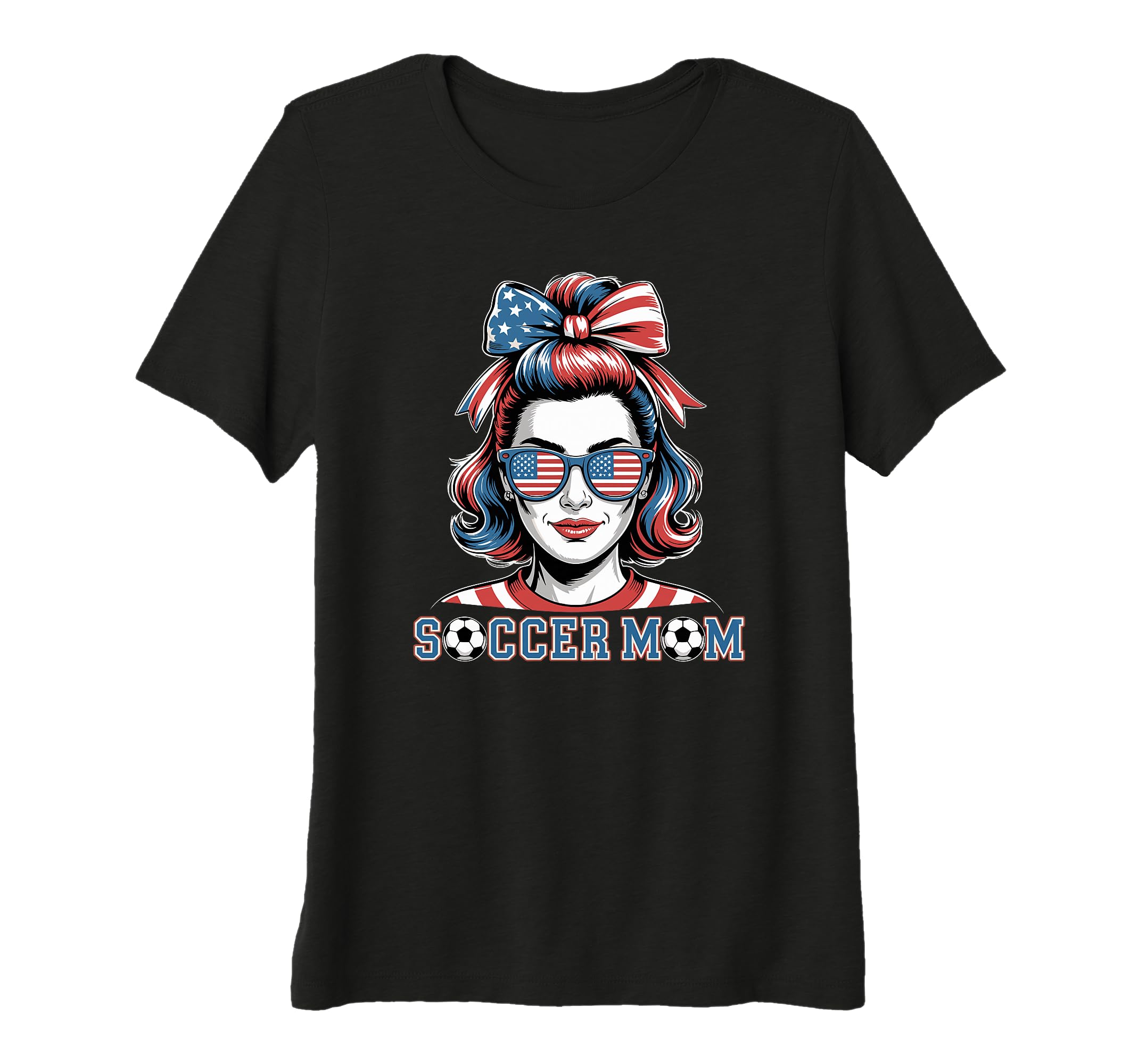 Womens Patriotic Soccer Mom T-Shirt - Casual Everyday Wear Men Women
