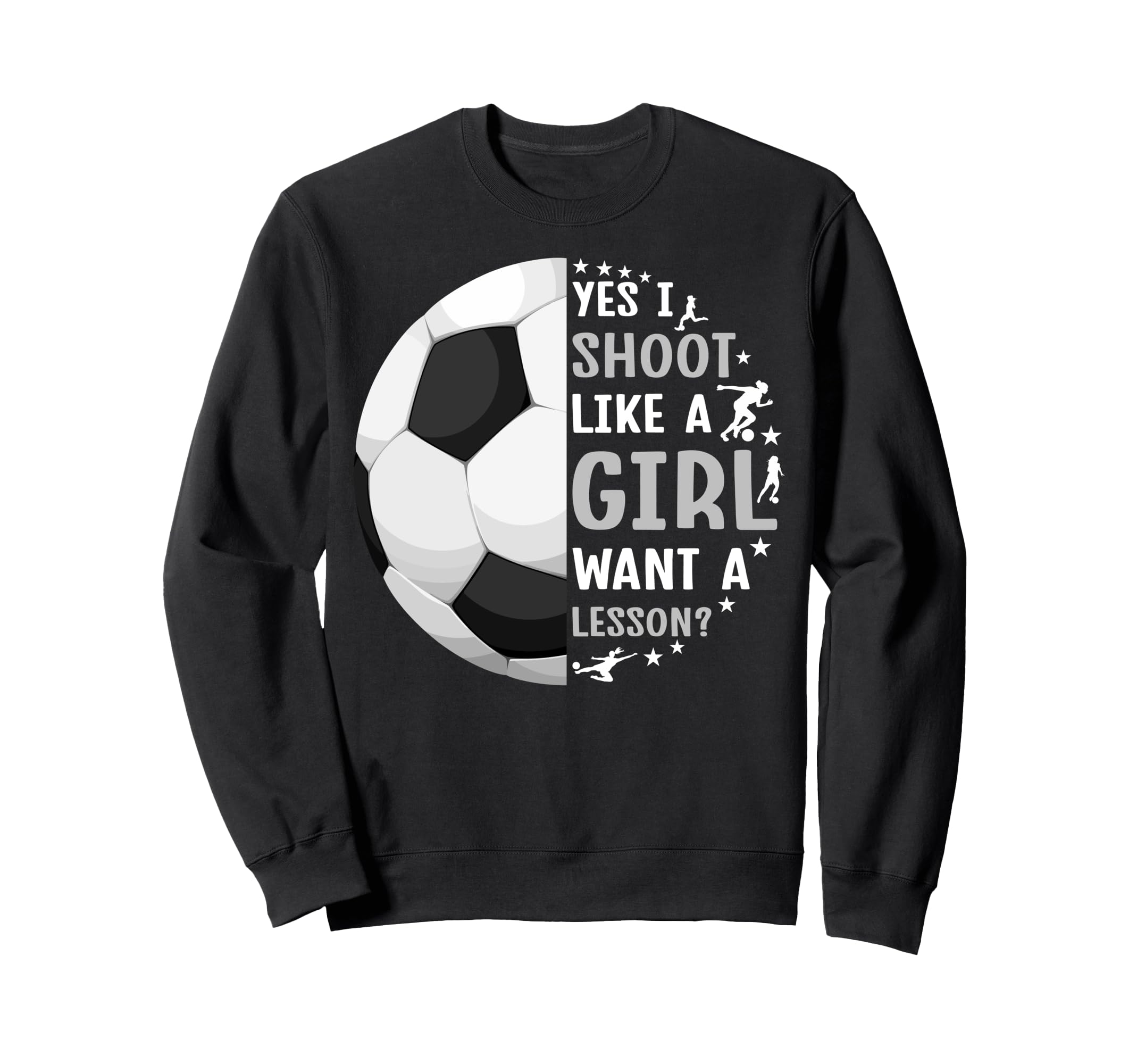 I Shoot Like Want Lesson Soccer Sweatshirt - Minimalist Print for Adults