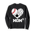 Mom Cubed Mom3 Mom Three Baseball Sweatshirt - Graphic Print Unisex