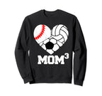 Mom Cubed Mom3 Mom Three Baseball Sweatshirt - Graphic Print Unisex