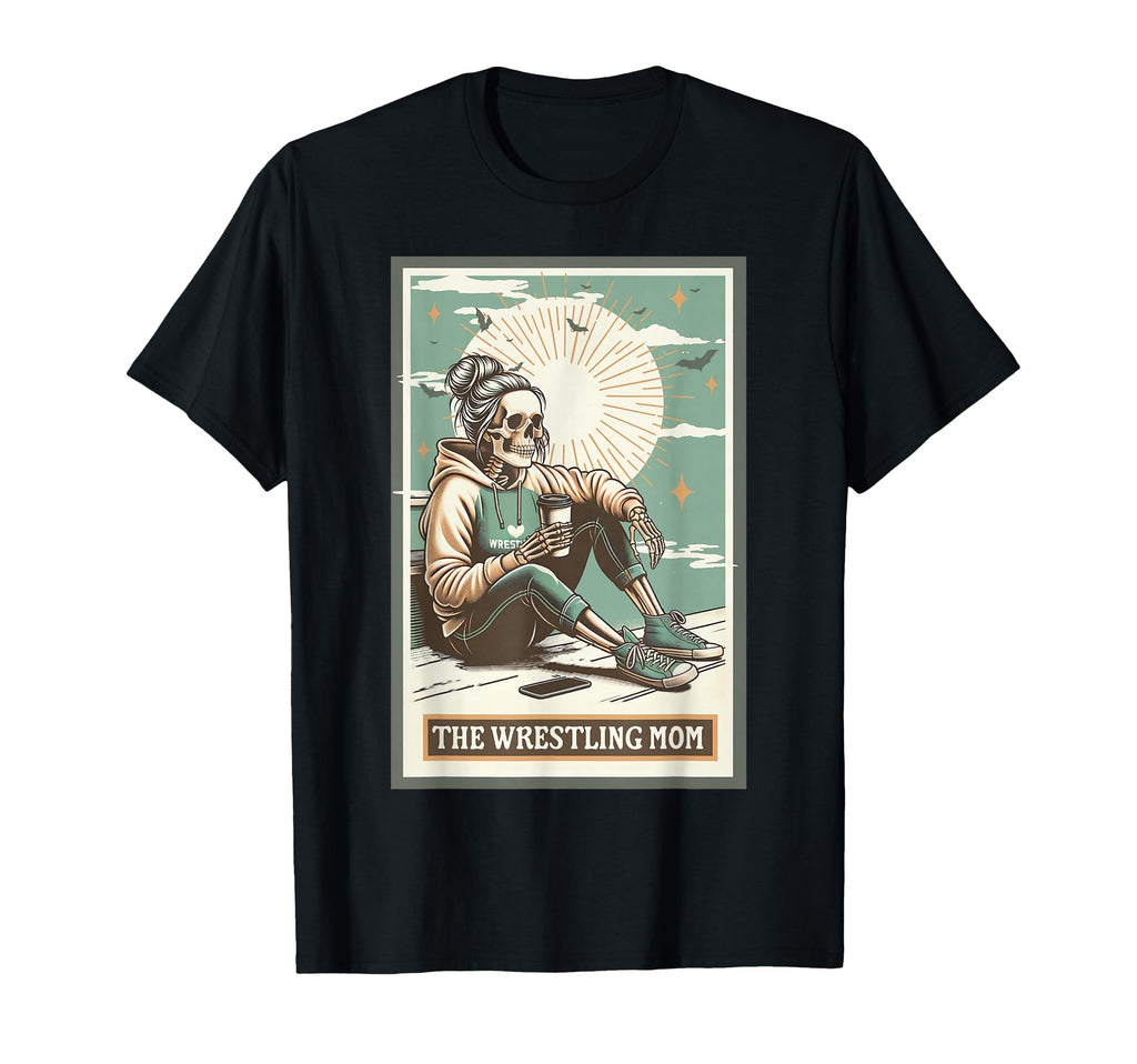 Wrestling Mom Tarot Card Skeleton Mama T-Shirt - Aesthetic Graphic Unisex