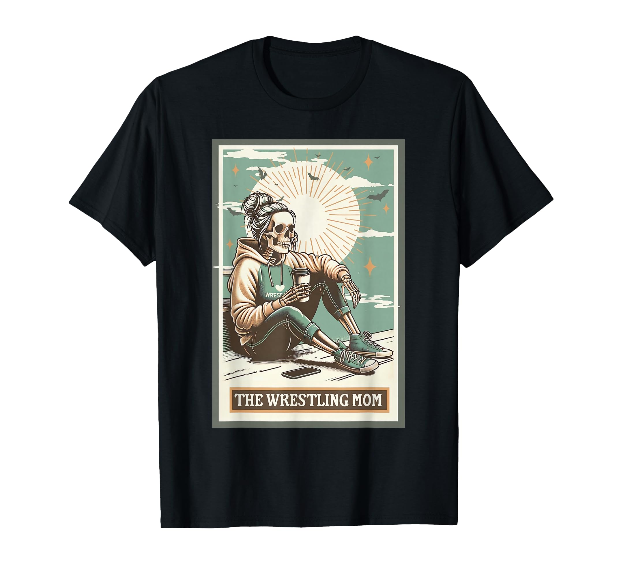 Wrestling Mom Tarot Card Skeleton Mama T-Shirt - Aesthetic Graphic Unisex
