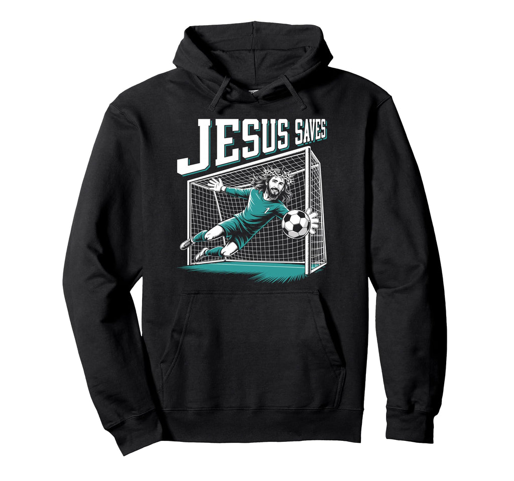 Jesus Saves Soccer Goalie Goalkeeper Hoodie - Novelty Apparel for Adults