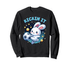 Soccer Player Bunny Rabbit Kickin It Sweatshirt - Streetwear Style Unisex