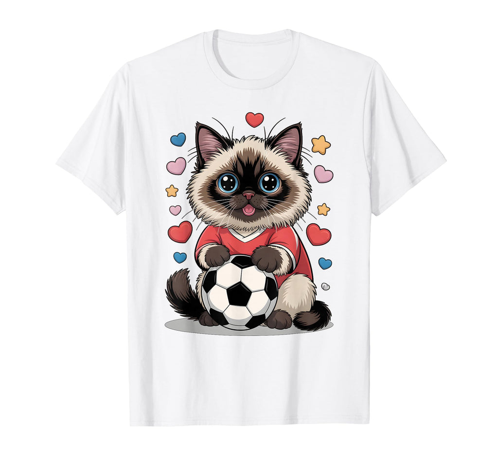 Kawaii Soccer Cat Just Who Loves T-Shirt - Unique Graphic for Adults