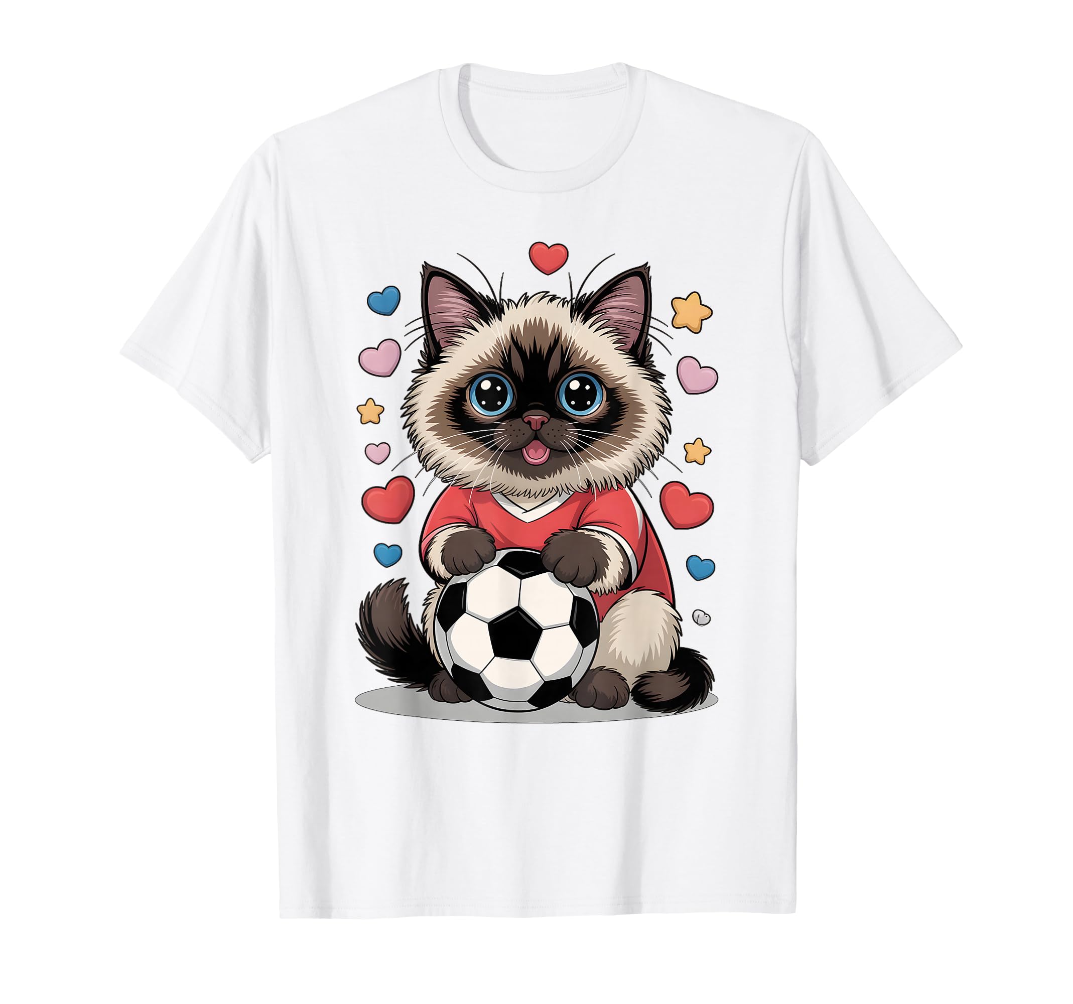 Kawaii Soccer Cat Just Who Loves T-Shirt - Unique Graphic for Adults