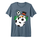 Soccer Balls Snowman Winter Sports Team T-Shirt - Trendy Graphic Unisex