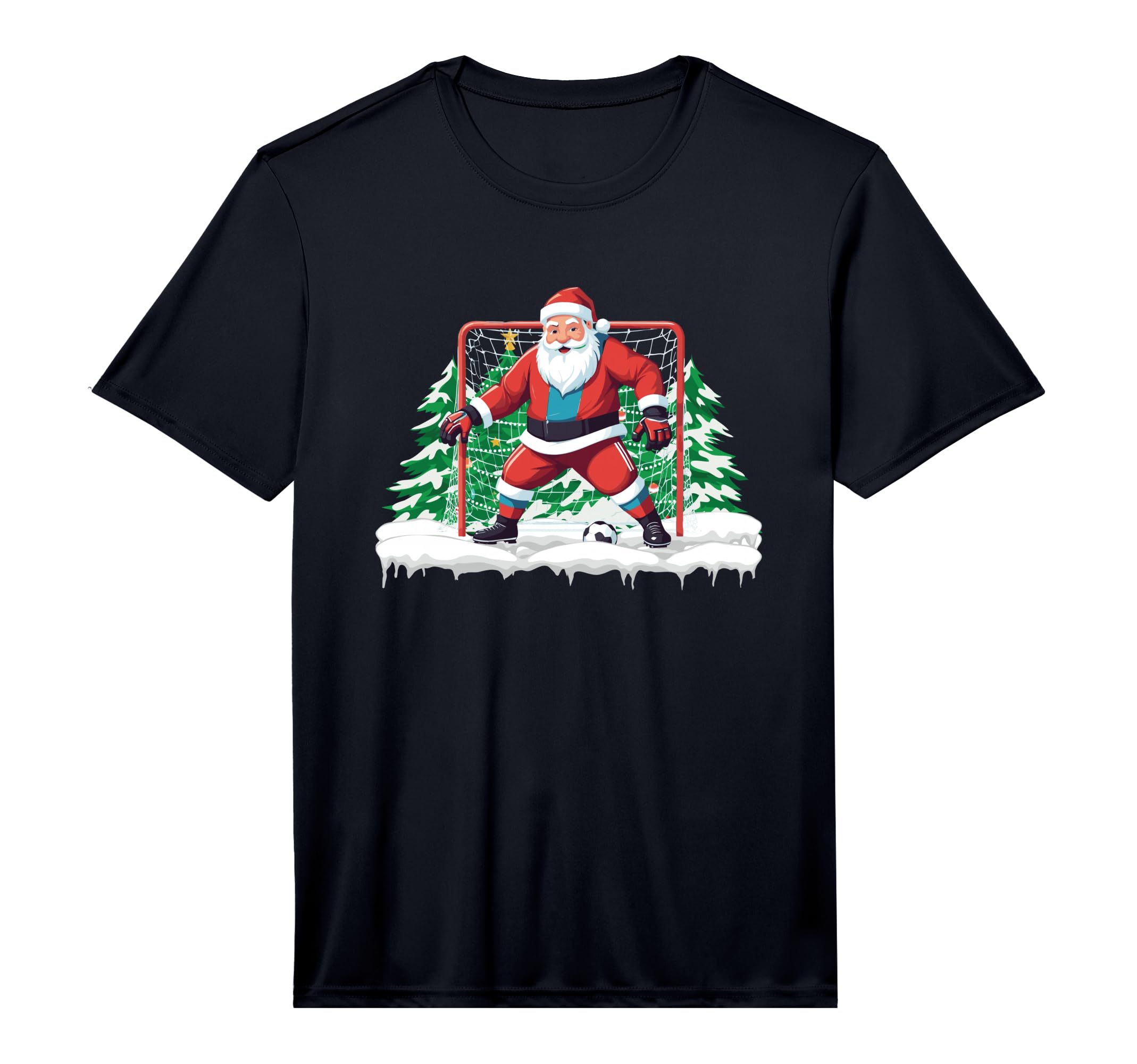 Soccer Goalie Santa Soccer Player T-Shirt - Graphic Print for Adults