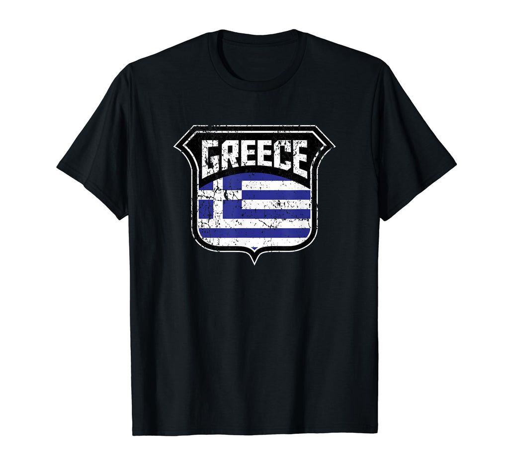 Greece Soccer Country Flag Crest Shield T-Shirt - Graphic Print for Adults