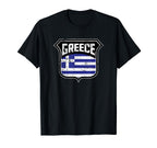 Greece Soccer Country Flag Crest Shield T-Shirt - Graphic Print for Adults