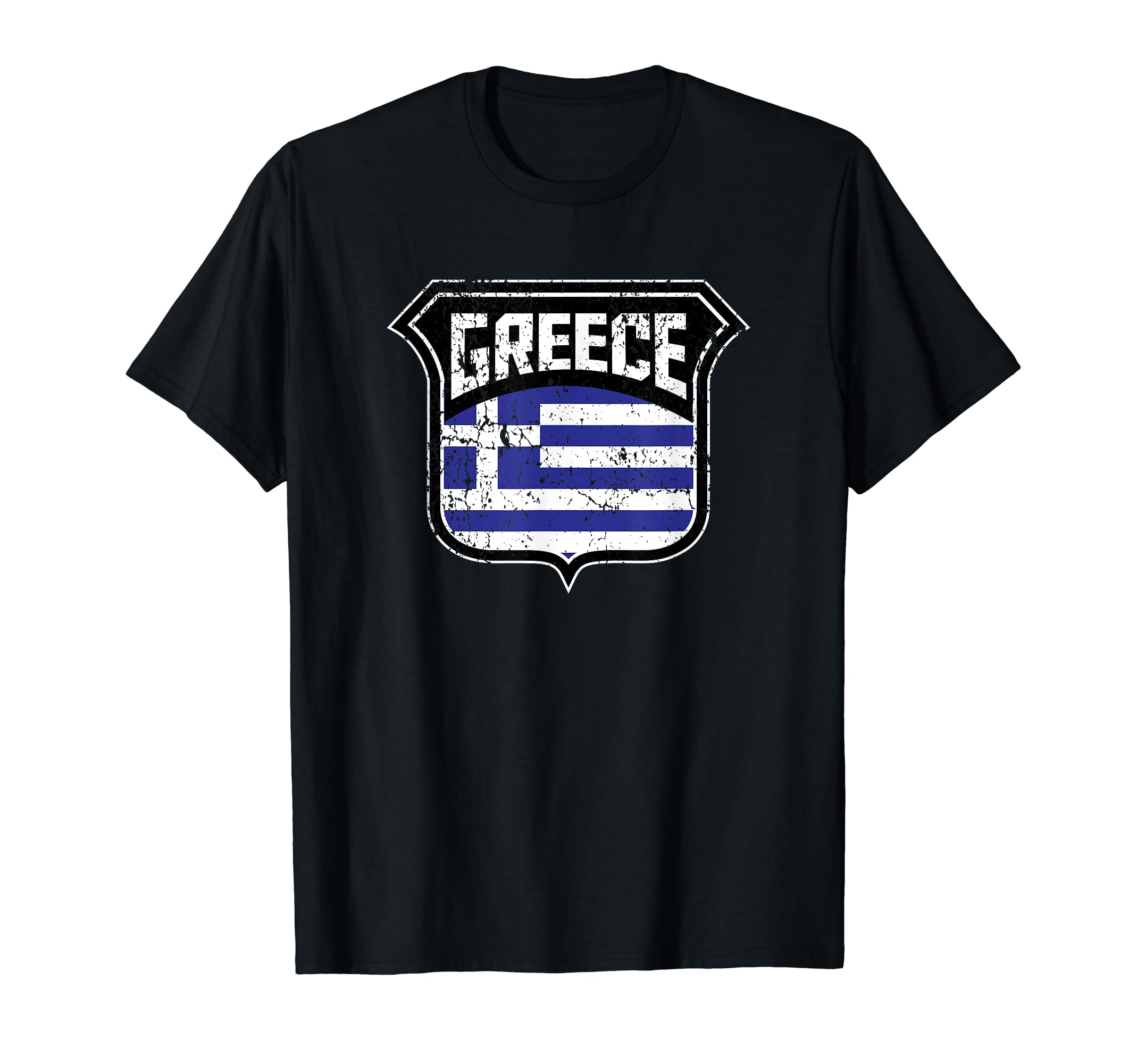 Greece Soccer Country Flag Crest Shield T-Shirt - Graphic Print for Adults