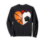 Heart Basketball Soccer Football Sweatshirt - Novelty Apparel Unisex