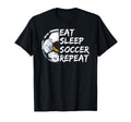 Eat Sleep Football Repeat Half Ball Soccer T-Shirt - Unique Graphic Unisex