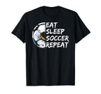 Eat Sleep Football Repeat Half Ball Soccer T-Shirt - Unique Graphic Unisex