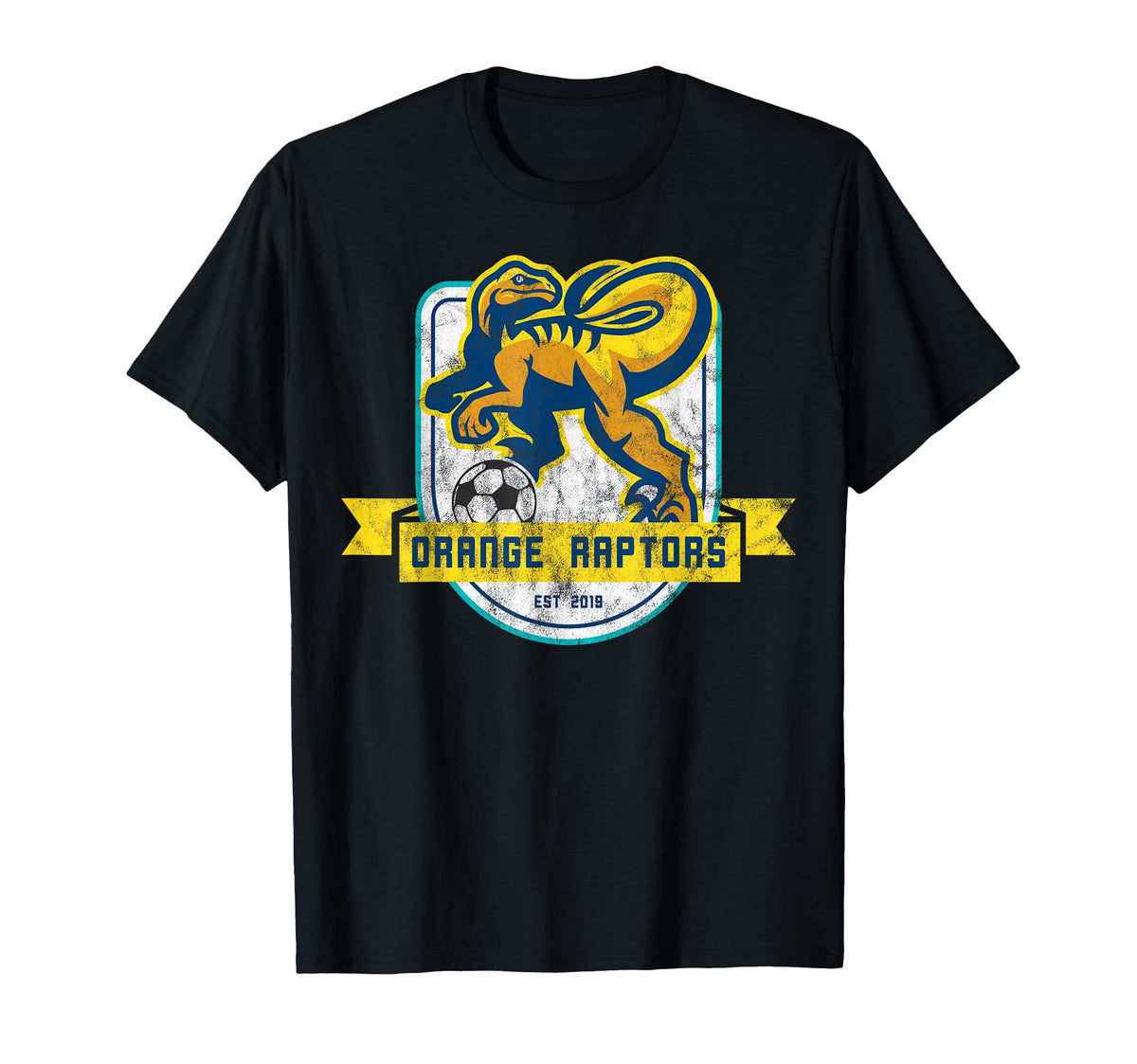 Orange Raptors Soccer Est 2019 T-Shirt - Casual Everyday Wear Men Women