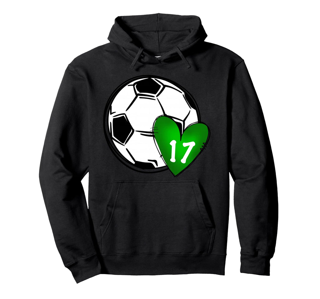 Womens Custom Soccer Mom Number 17 Heart Hoodie - Minimalist Print Unisex