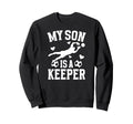 My Son Is Soccer Keeper Mom Soccer Sweatshirt - Trendy Graphic Unisex