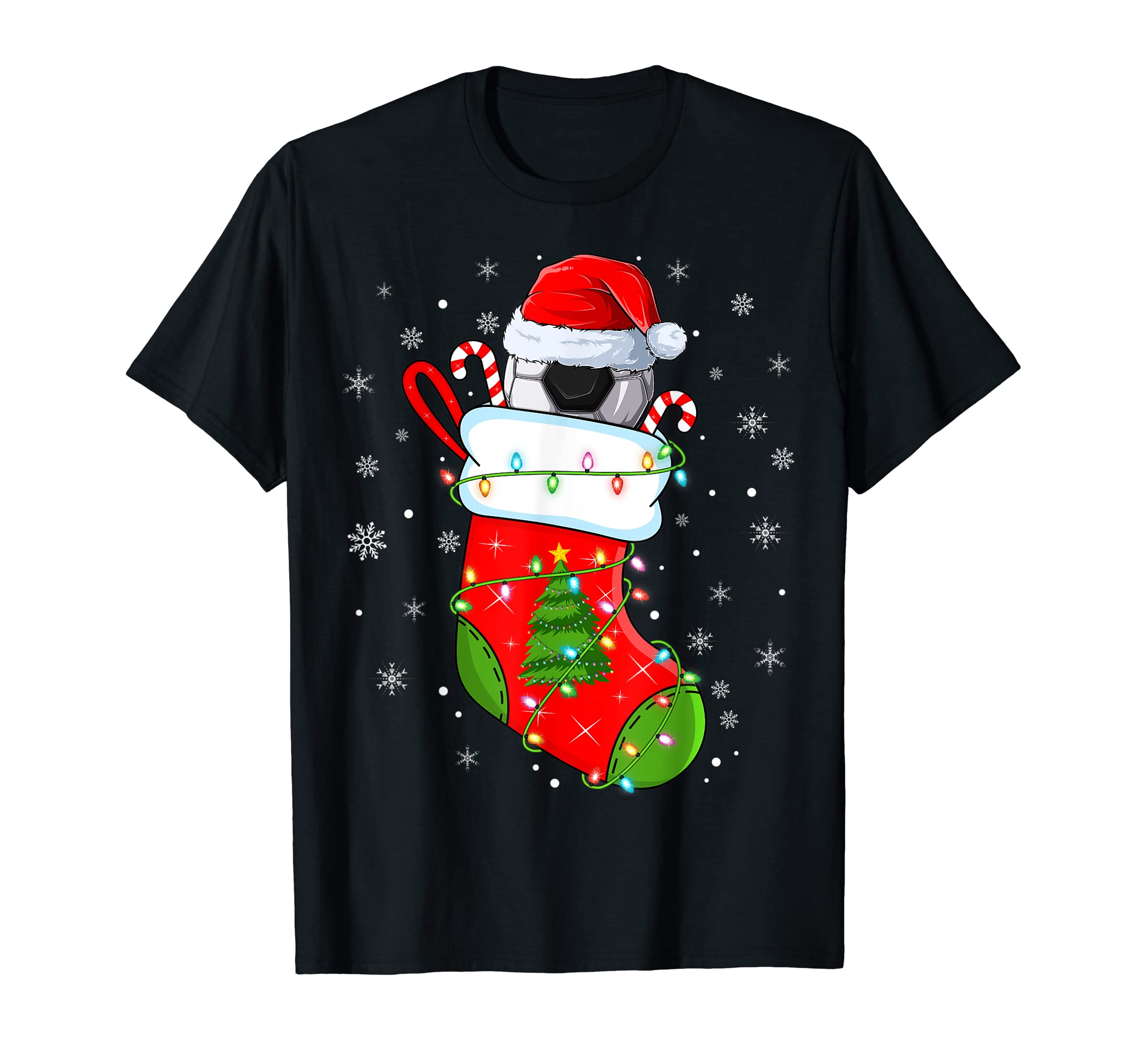 Soccer Socks Funny Santa Soccer T-Shirt - Graphic Print Men Women