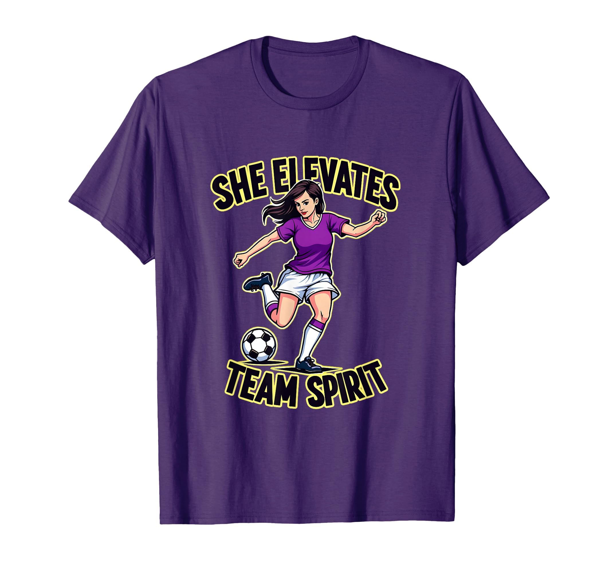 She Elevates Team Spirit Soccer T-Shirt - Unique Graphic Men Women