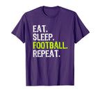Eat Sleep Football Repeat Player Funny T-Shirt - Graphic Print for Adults