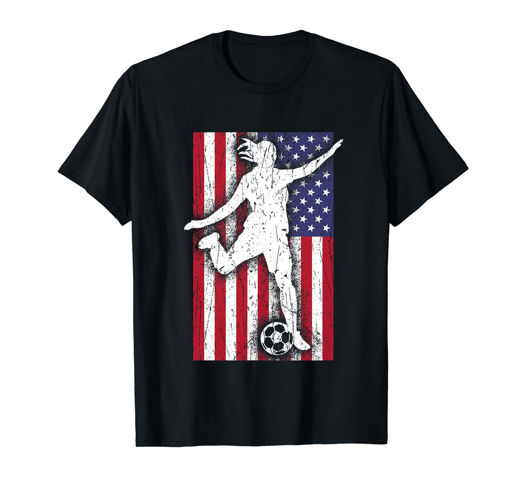 Soccer Player Usa American Flag Soccer T-Shirt - Trendy Graphic for Adults