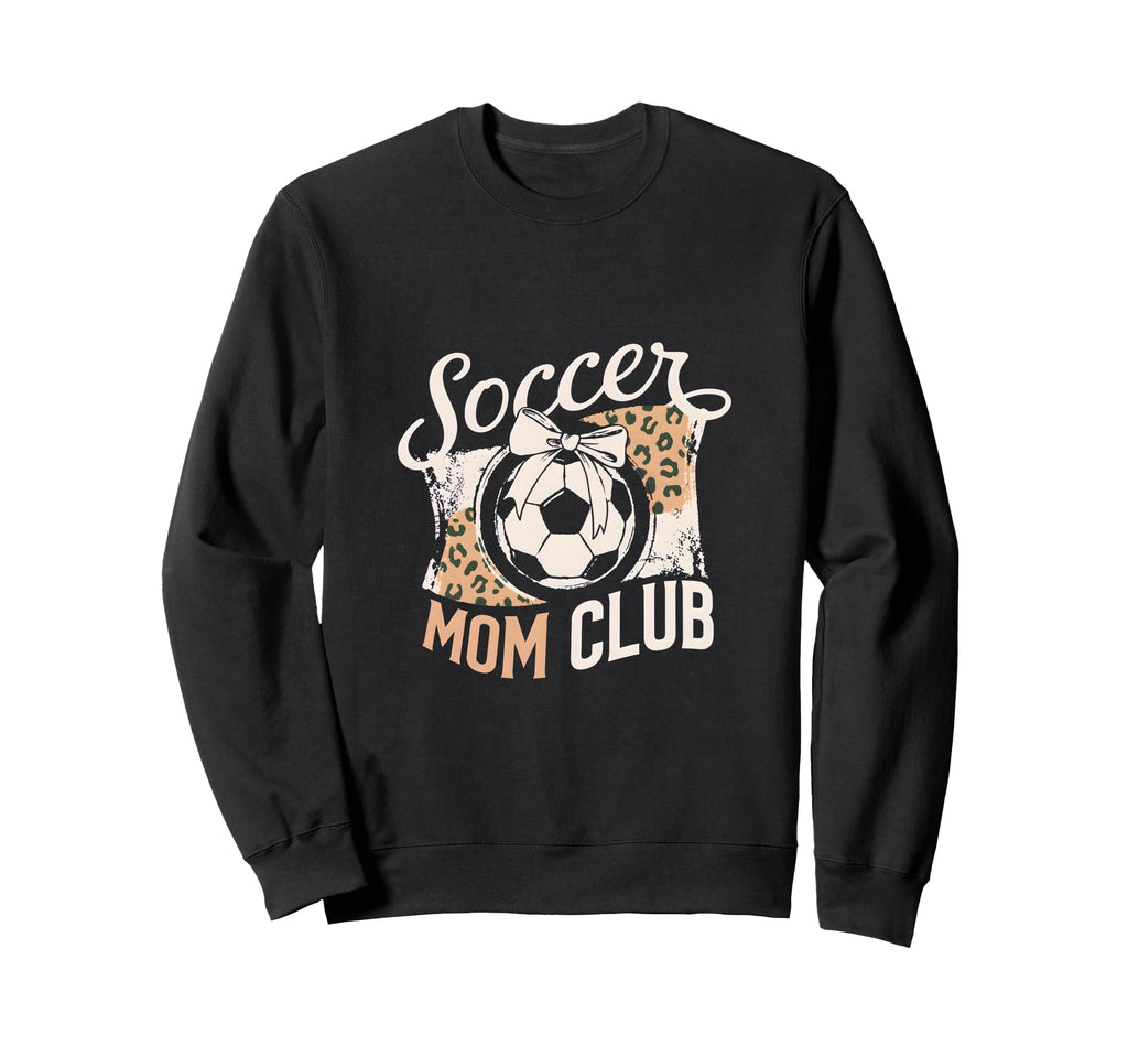 Soccer Mom Club Leopard Bow Mama Sweatshirt - Trendy Graphic for Adults