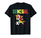 Dabbing Unicorn Senegal Soccer Fans Jersey T-Shirt - Unique Graphic Unisex