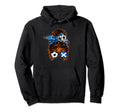 Messy Bun Hair Brown Skin Soccer Hoodie - Minimalist Print Men Women