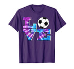 Soccer Tie Dye Big Love Purple Blue T-Shirt - Minimalist Print Unisex
