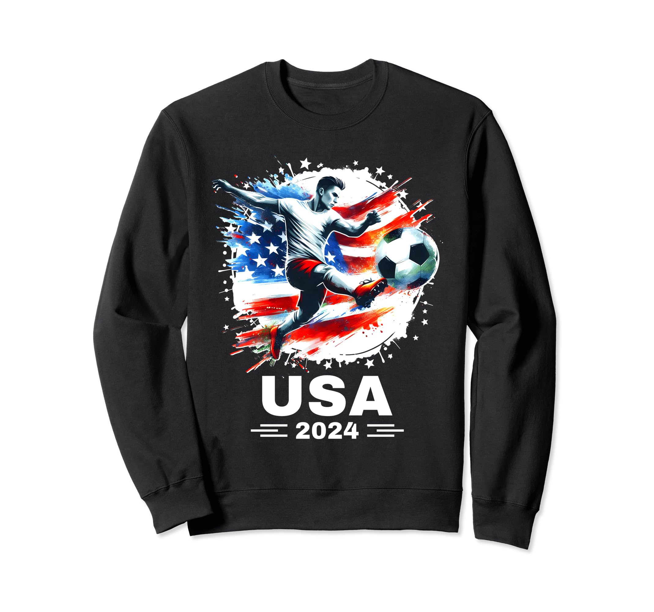 American Flag Soccer Soccer 2024 Sweatshirt - Custom Art Print for Adults