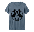 Soccer Peace Sign V Fingers Ball Tri T-Shirt - Streetwear Style Men Women