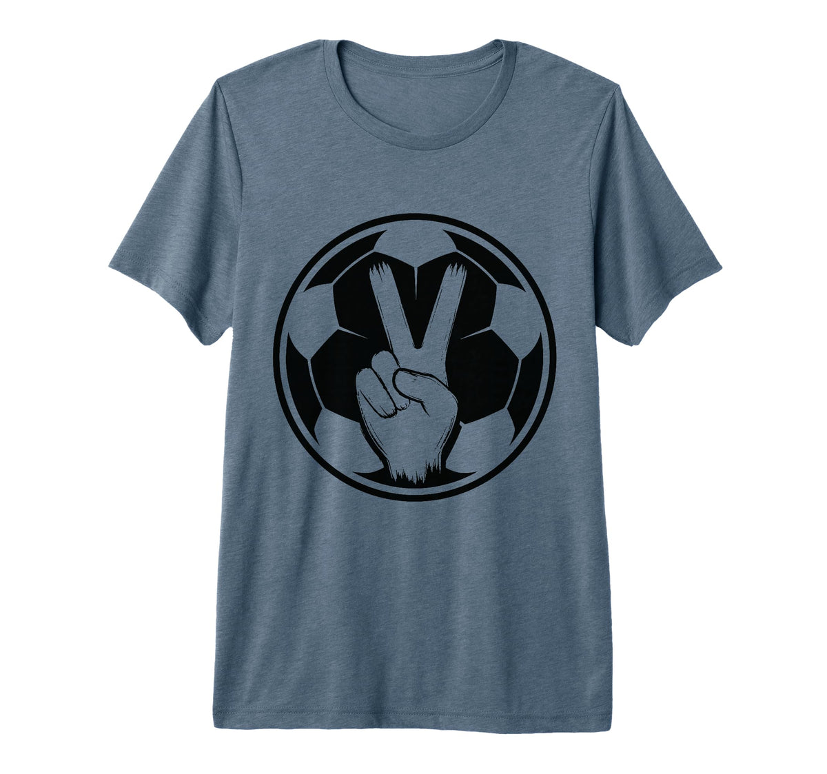 Soccer Peace Sign V Fingers Ball Tri T-Shirt - Streetwear Style Men Women