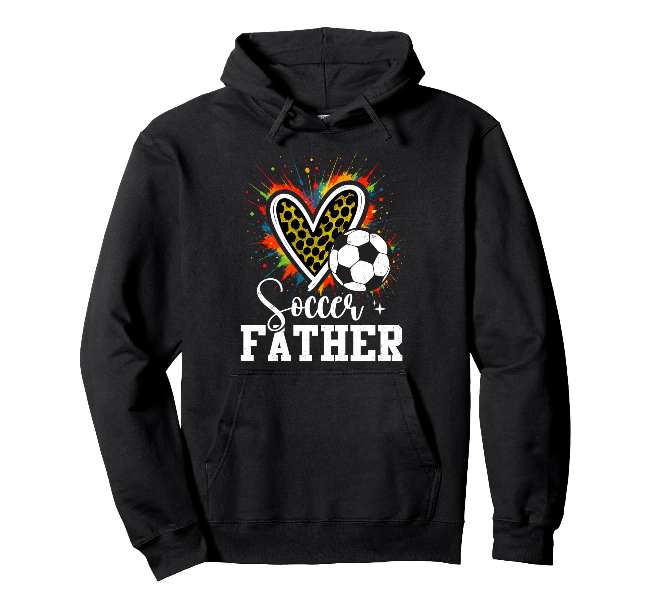 Soccer Father Leopard Heart Colorful Hoodie - Graphic Print Men Women