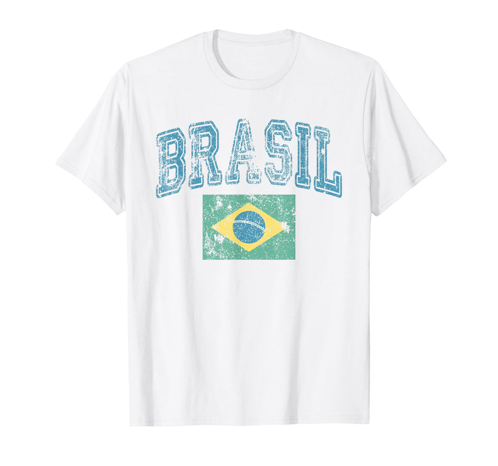 Faded Brasil Brazil Flag Brazilian T-Shirt - Fun Novelty Design Unisex