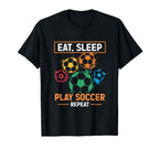 Eat Sleep Play Soccer Repeat Soccer Goal T-Shirt - Streetwear Style Unisex