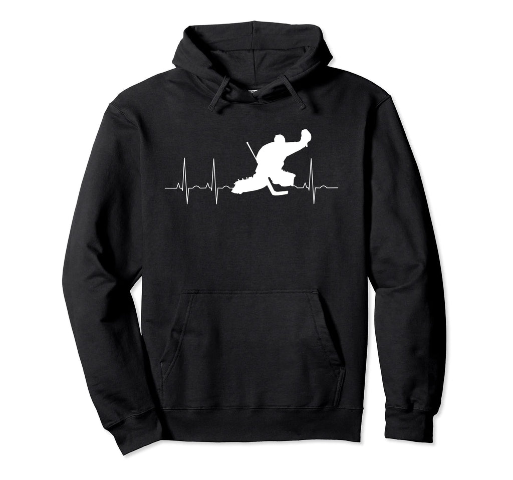 Funny Ice Hockey Goalkeeper Heartbeat Hoodie - Graphic Print Men Women