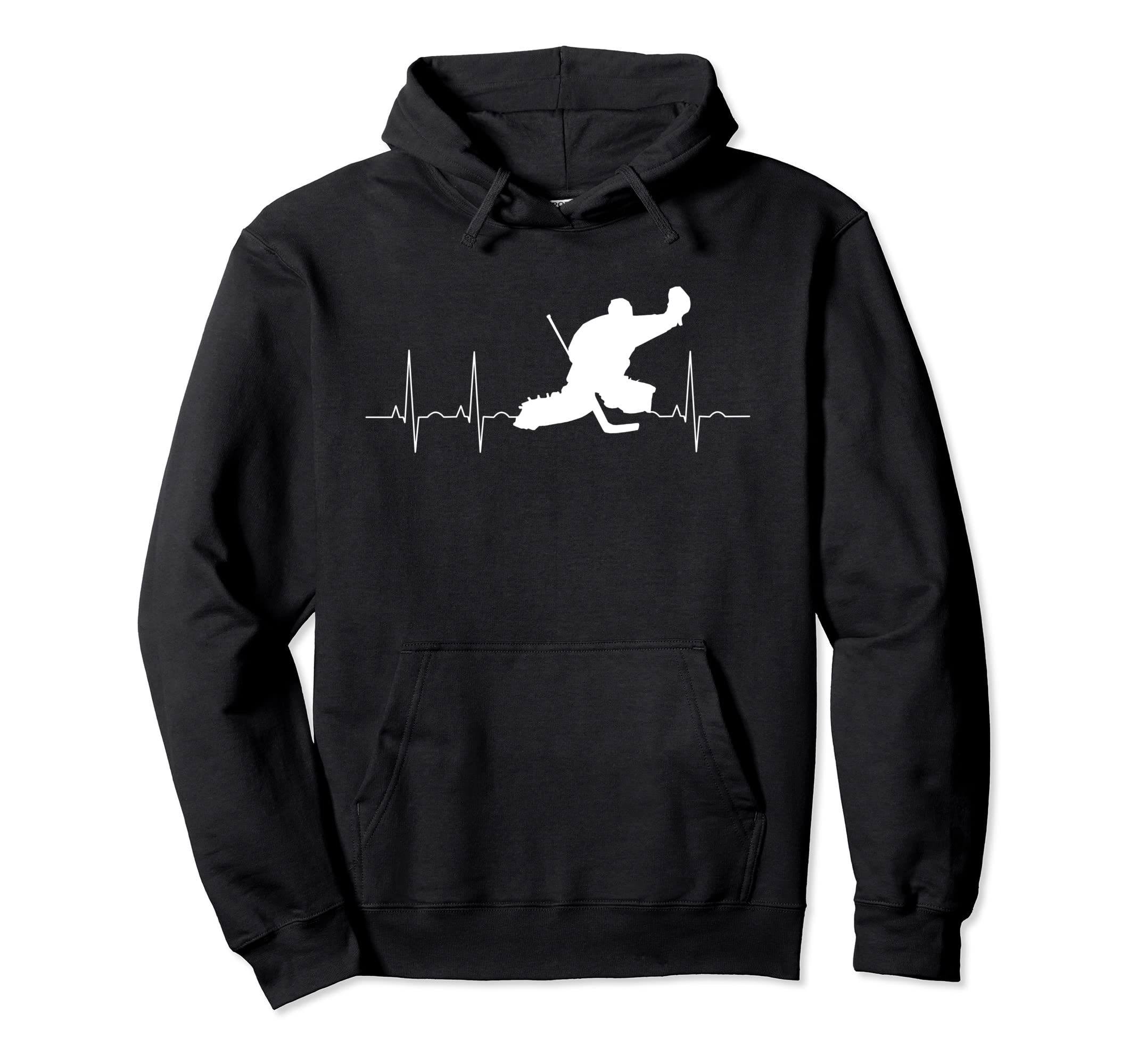 Funny Ice Hockey Goalkeeper Heartbeat Hoodie - Graphic Print Men Women