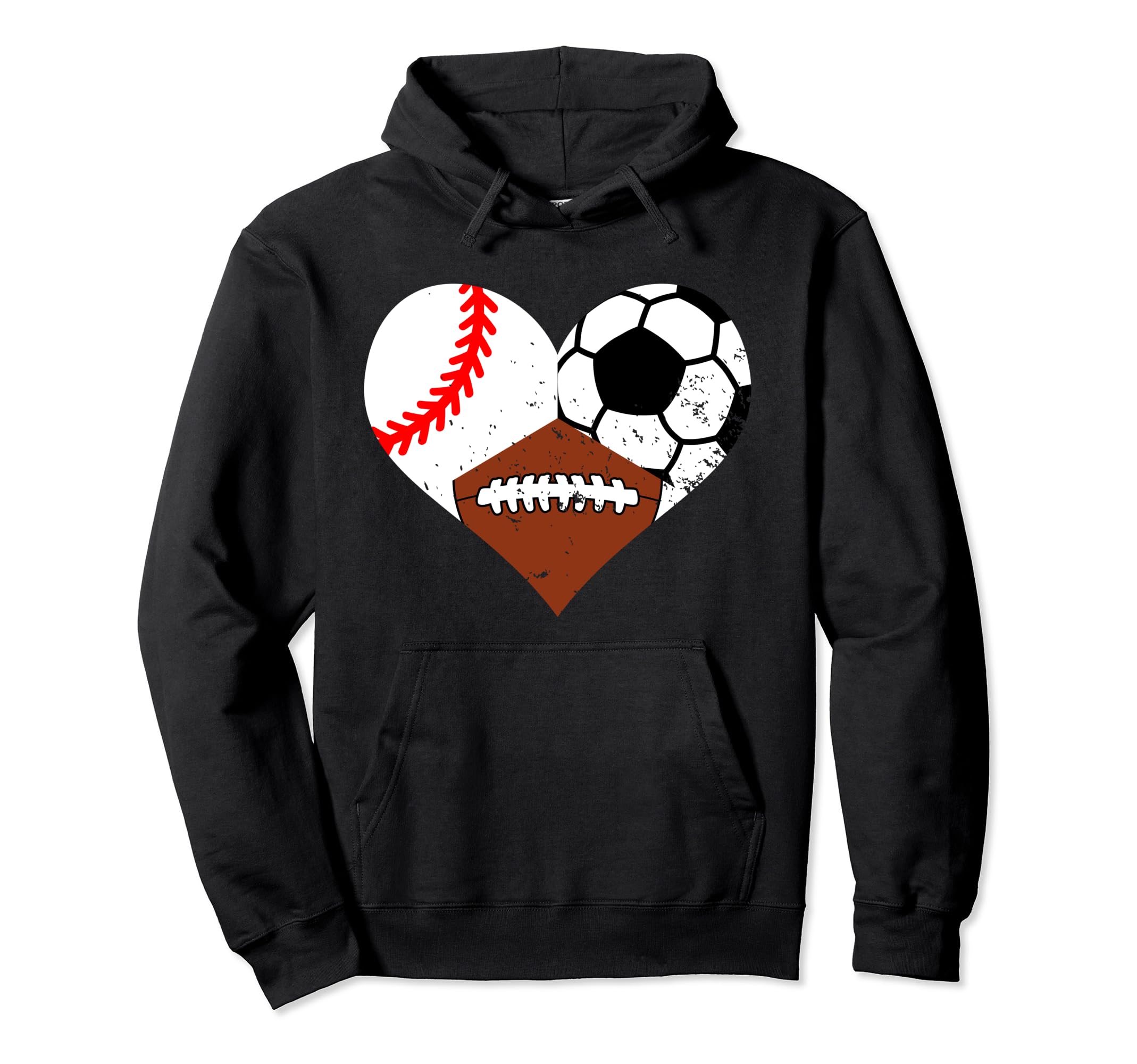 Baseball Soccer Football Heart Funny Hoodie - Custom Art Print Men Women
