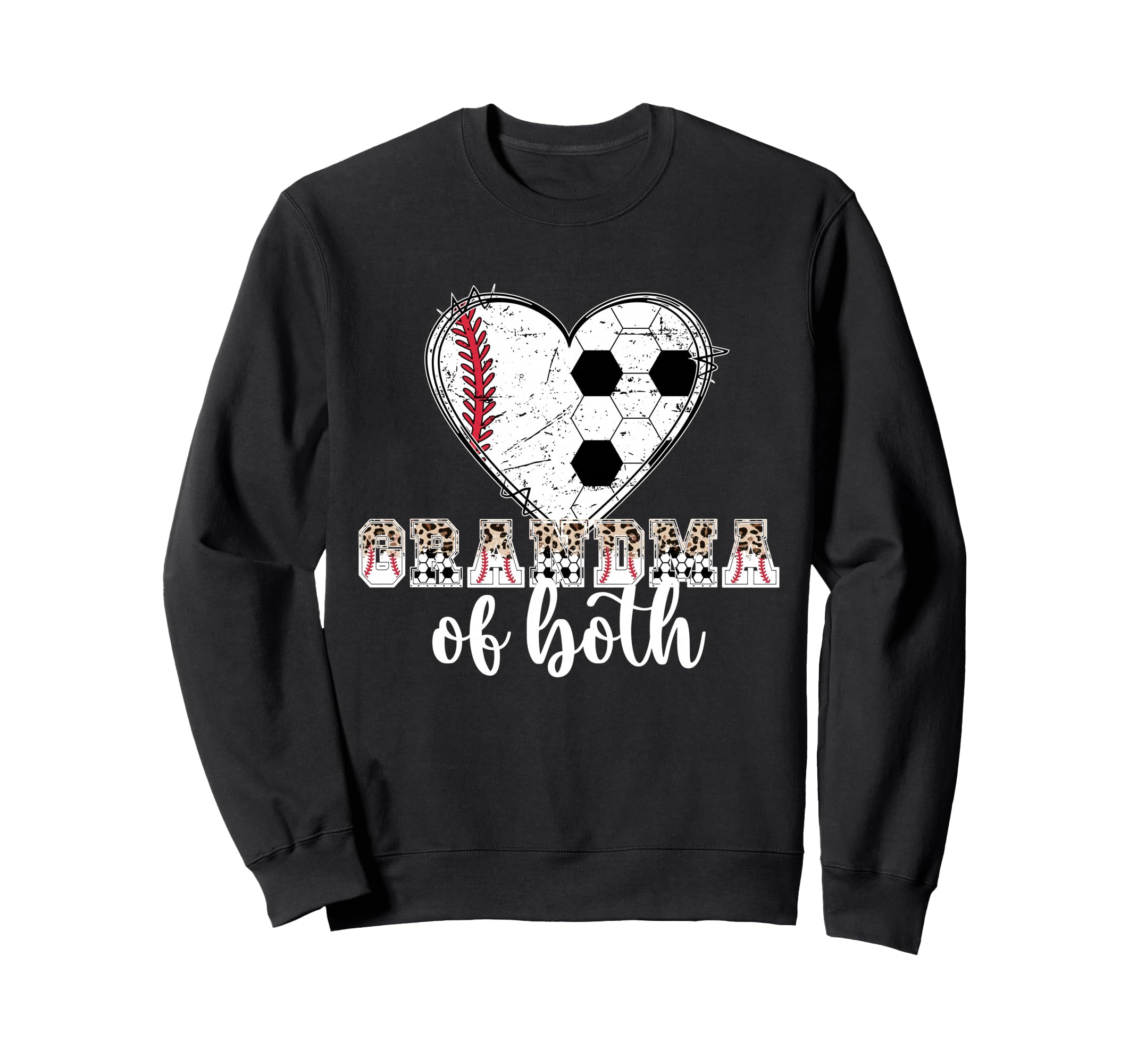 Grandma Both Heart Soccer Baseball Sweatshirt - Graphic Print Men Women