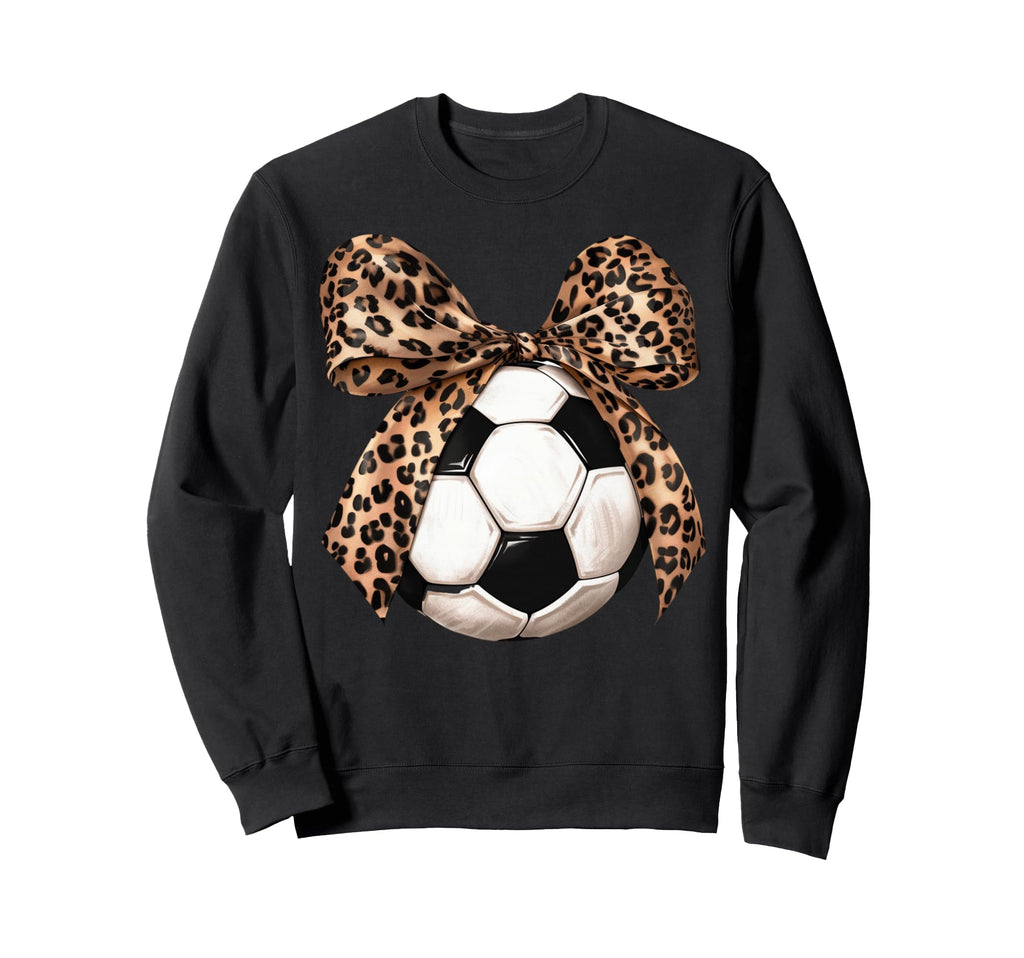 Soccer Coquette Bow Leopard Cheetah Sweatshirt - Custom Art Print Unisex