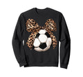 Soccer Coquette Bow Leopard Cheetah Sweatshirt - Custom Art Print Unisex