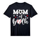 Mom Both Heart Soccer Baseball Sports T-Shirt - Fun Novelty Design Unisex