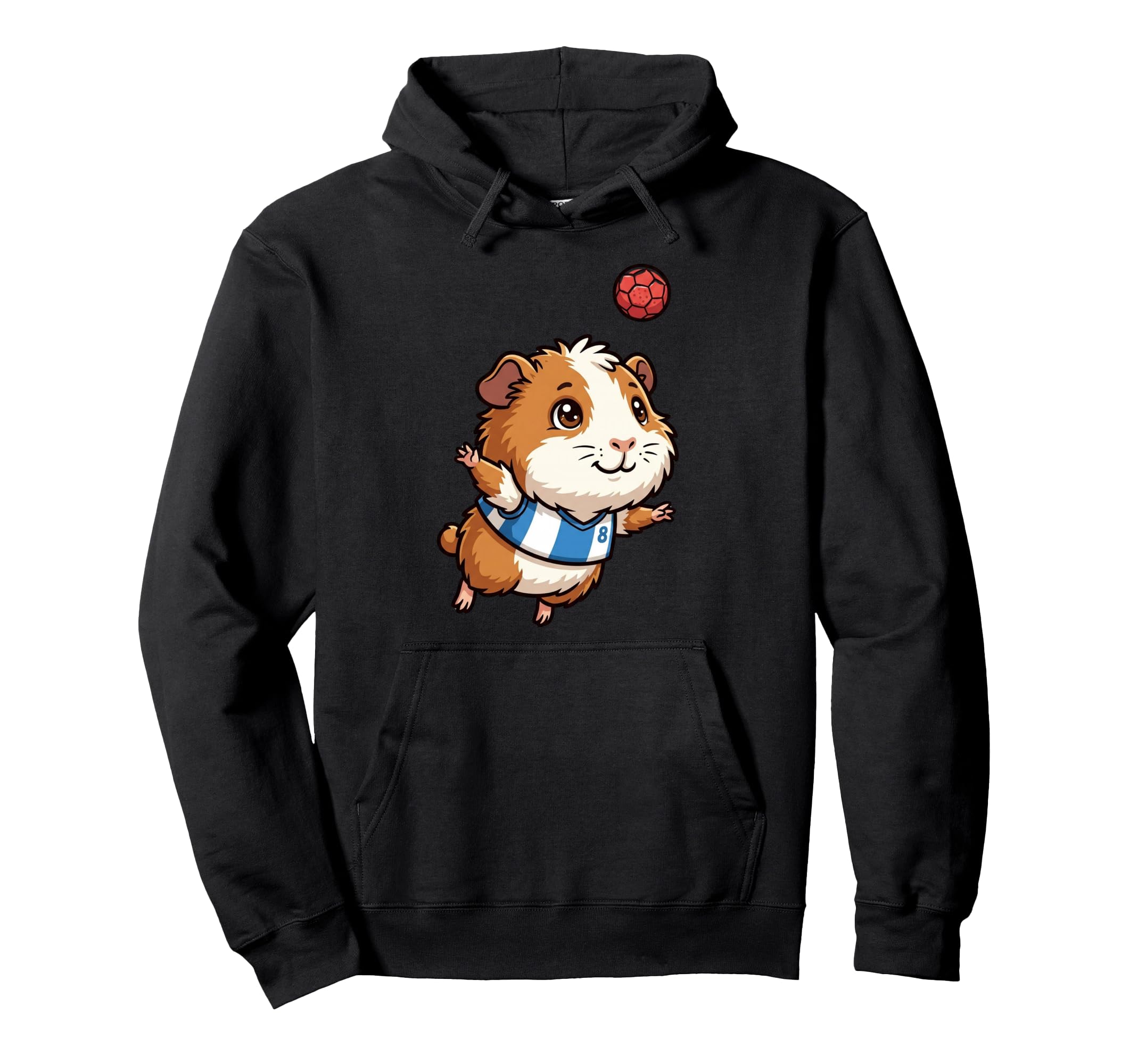 Kawaii Guinea Pig Soccer Number 8 Hoodie - Minimalist Print Unisex